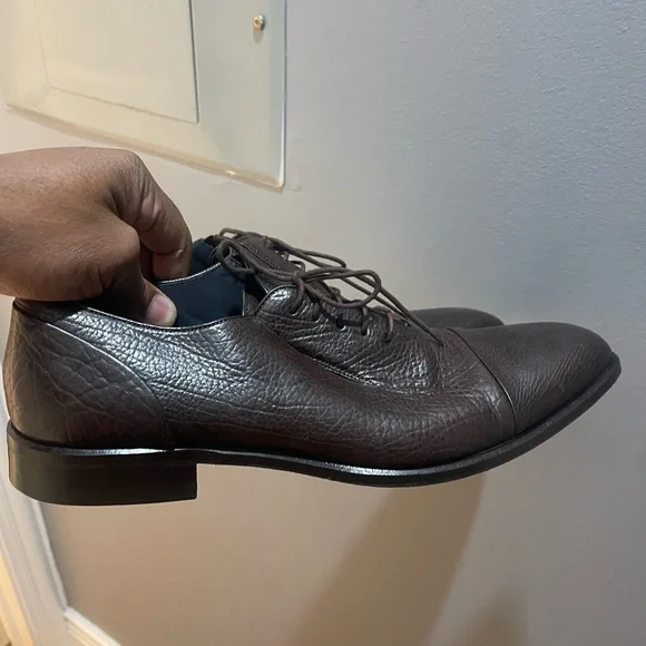 Massimo Dutti Brown Pebble Leather Dress Shoes - Sz 11.5 - Picture 8 of 15